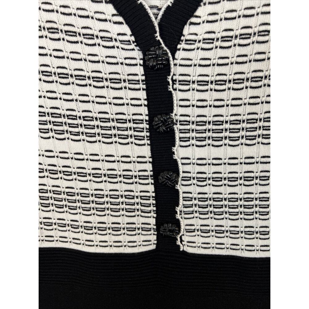 Karl Lagerfeld Womens Knit Fit And Flare Dress Black White Small Preppy Designer - Picture 5 of 10